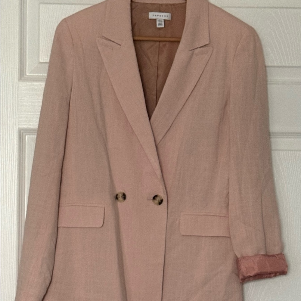 Topshop Blush Double-Breasted Blazer